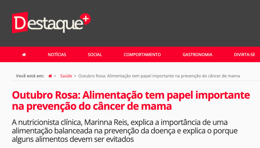 Entrevista Destaque Mais alimentação câncer de mama